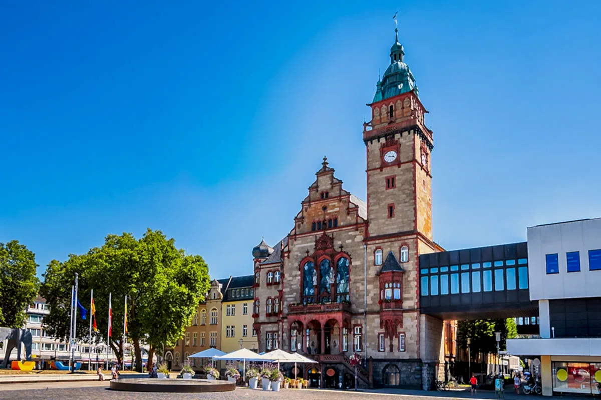 Mönchengladbach foto der stadt mit kirchturm